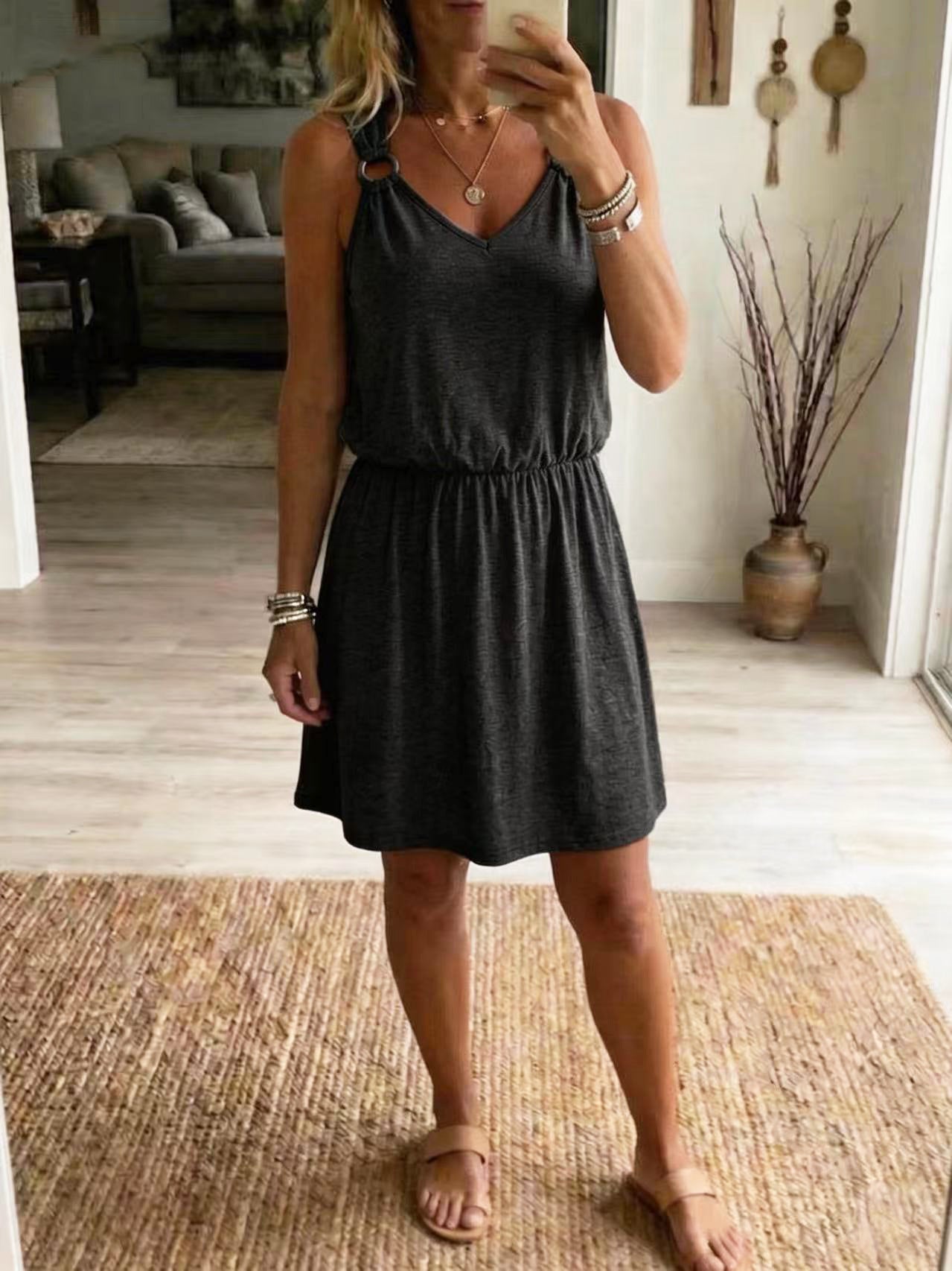 V-Neck Slip Casual Dress
