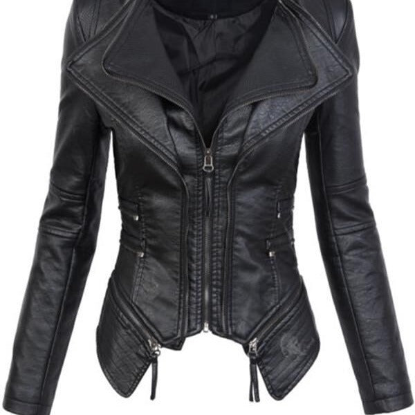 Zippered Patchwork Jacket Coats