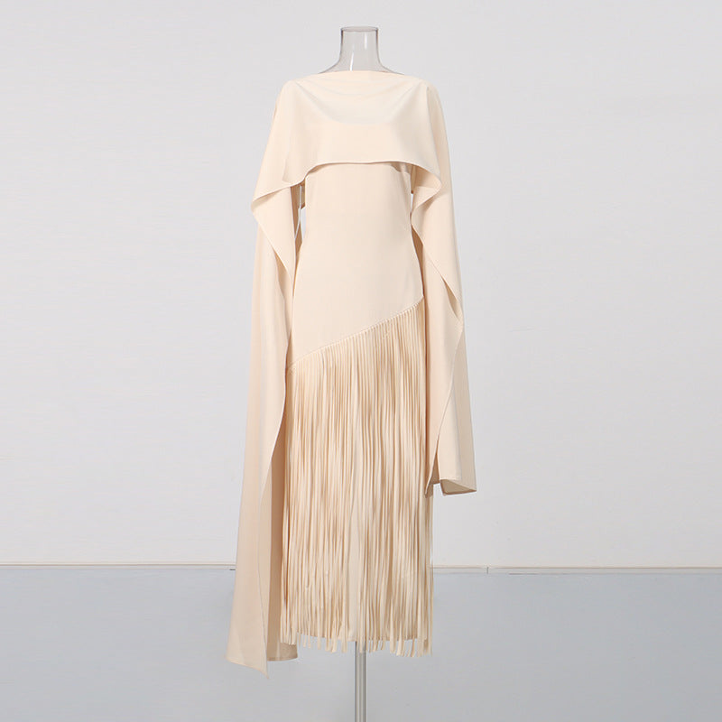 Fringe Cloak-Style Long Dress