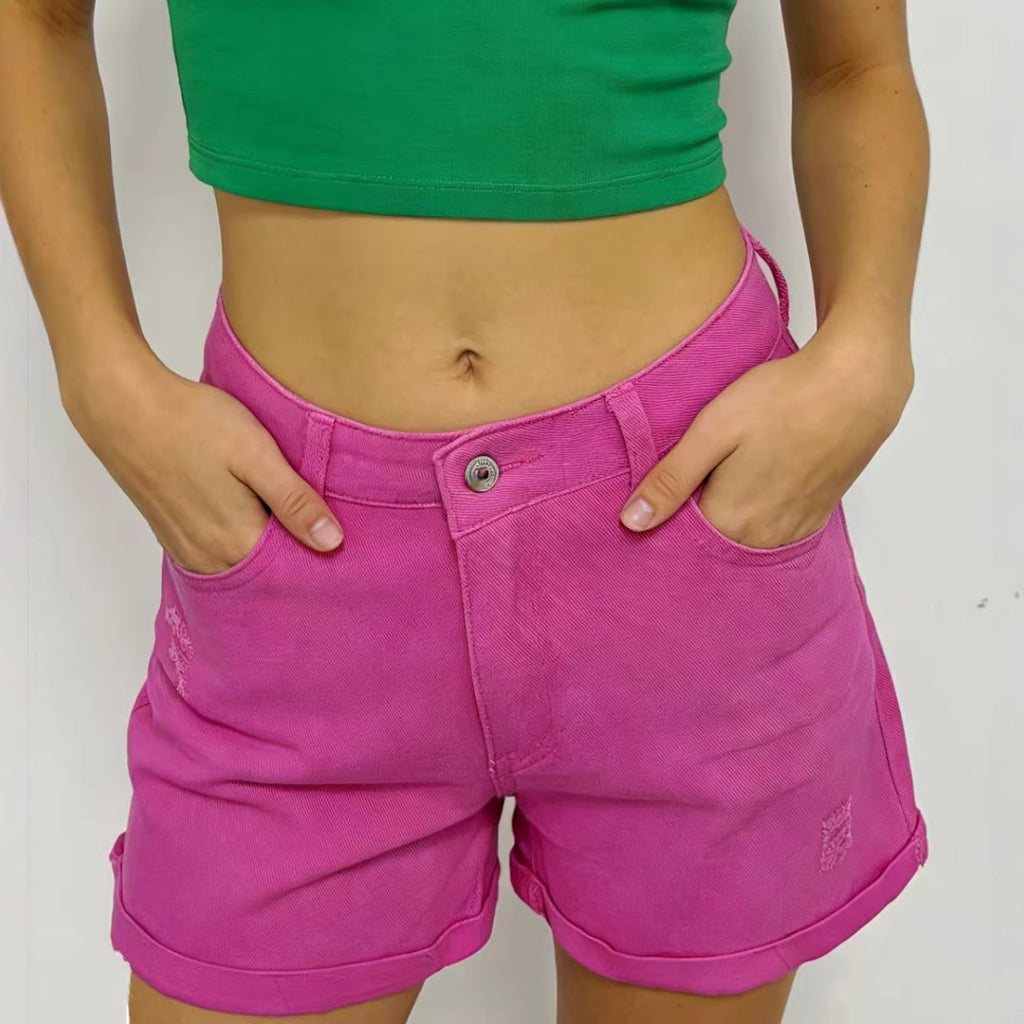 Distressed Womens Denim Shorts