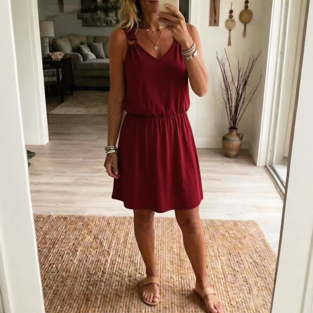 V-Neck Slip Casual Dress